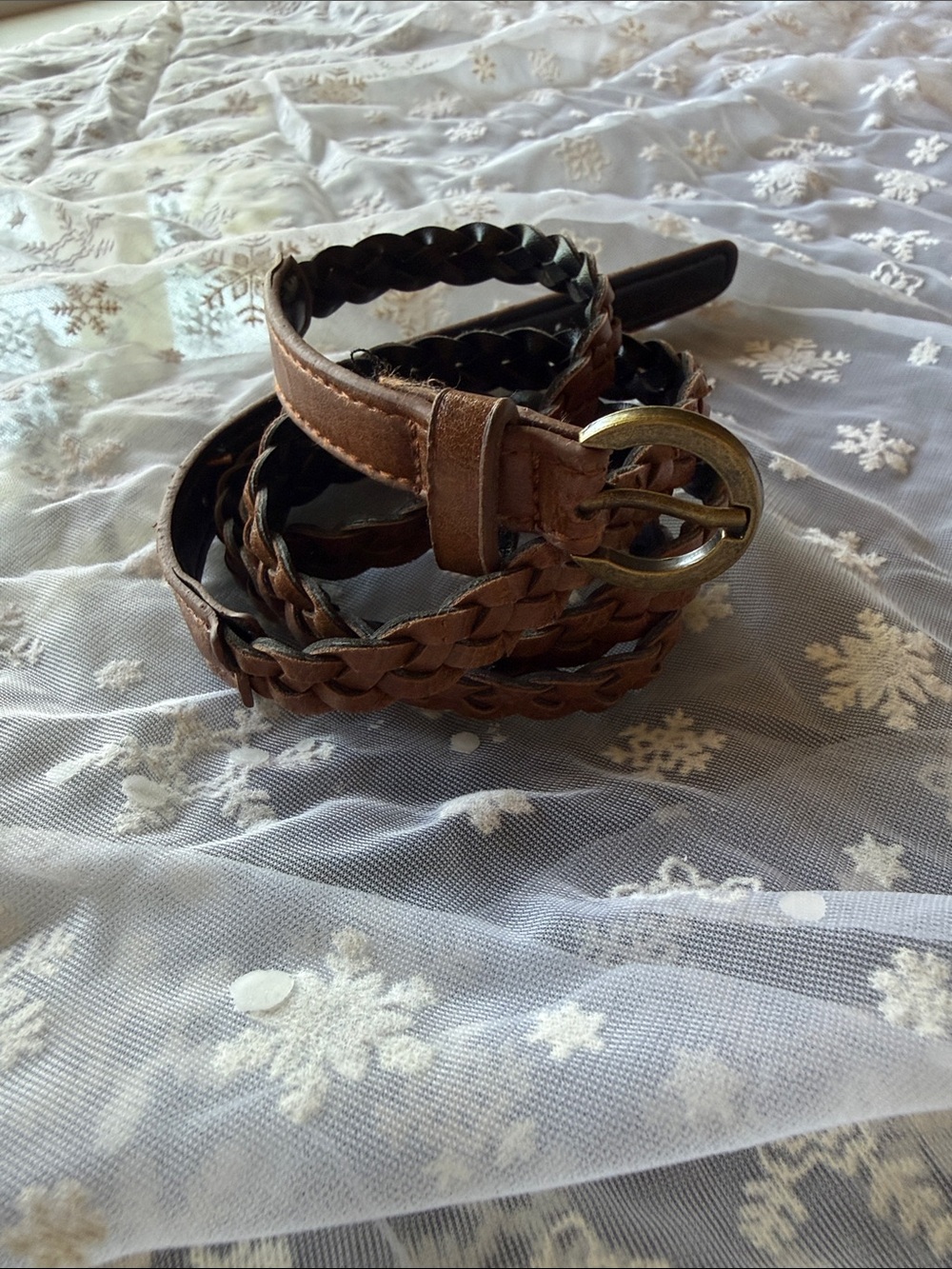 Brown Braided Leather Belt Boho Western Quiet Luxury